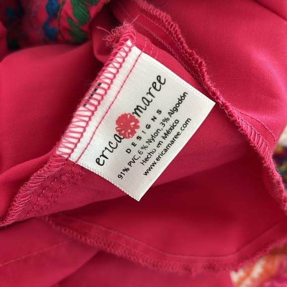 Erica Maree Boho Hot Pink Multicolor Embroidered Floral Mini Dress Size M - Picture 9 of 9
